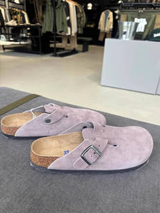 Birkenstocks Sandales gladiateur à bout carré pour hommes toutes saisons Mules en cuir véritable Sabots Beige Chaussures de marche pour l'extérieur - Product Image 3