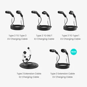 22kW Level 2 Type 2 to Type 2 EV Charging Cable 32A Three Phase Electric Car Charging Plug Black 5m for Home and Commercial Use