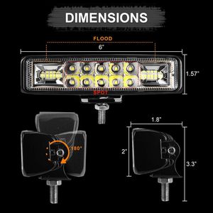6 Inch <span class=keywords><strong>Led</strong></span> Vỏ Ánh Sáng Thanh Mỏng 60W 10000LM 12V/24V Không Thấm Nước Sương Mù Nhẹ Lũ Lụt Đèn Tại Chỗ Cho Xe Tải Golf Xe Rơ moóc 2 Gói Mới - Product Image 2