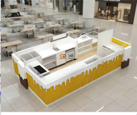 Vitrine de magasin personnalisée avec éclairage LED, kiosque à salades, kiosque à boissons, design de magasin de jus, kiosque à bubble tea, kiosque à glaces, café