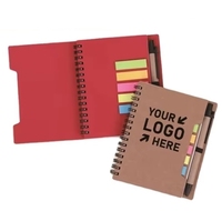 Ensemble promotionnel de notes autocollantes pour étudiants Bloc-notes transparent coloré Impression de logo personnalisé en papier kraft Couverture en cuir Taille A5