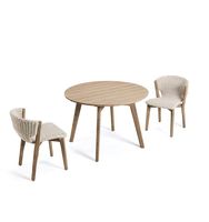 Ensemble de chaises d'extérieur en teck massif avec corde à tisser Ensemble de patio en teck avec table à manger Chaise d'extérieur en teck