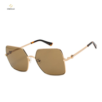 OMELLE Lunettes de soleil à monture métallique de haute qualité avec logo personnalisé Lunettes de mode à monture dorée pour hommes et femmes Vente en gros