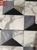 Vente directe d'usine de carreaux de marbre en pierre de luxe style parquet en mosaïque, adapté au sol et au mur de fond