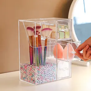 Dustproof Makeup Brush Holder Organizer Acrylic Brushes Storage Box With Drawers