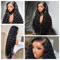 Perruques Lace Front Ondulées Profondes en Cheveux Humains, Sans Colle, avec Dentelle HD, Cheveux Vierges à Cuticules Alignées, Cheveux Bruts pour Femmes Noires, Perruque HD Lace