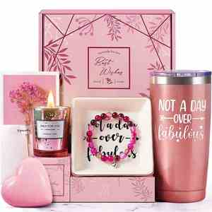 Pink Gift Set with Tumbler Scented <b>Candle</b> Bracelet and Heart Soap for Mother's Day - Product Image 1