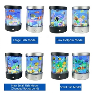 JSD360 °   Lampu Malam Akuarium Laut Berputar, Proyektor Tangki Ikan USB & Baterai Ganda, Dekorasi Kamar Tidur Anak Ikan Badut Lumba-lumba Merah Muda, Hadiah - Product Image 6