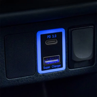 Prise de courant USB C 60W Toyota QC3.0, chargeur rapide pour voiture, adaptateur USB avec LED bleue pour Toyota Corolla Camry Prado Land Cruiser