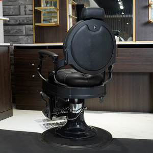 Fauteuil de <span class=keywords><strong>Barbier</strong></span> Haut de Gamme en Métal avec Fonctions Inclinables et Rotatives, Design Américain Style « Oil Head » pour Salons de Coiffure - Product Image 2