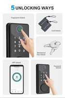 Serrure de porte intelligente à empreinte digitale pour bureau/appartement, contrôle par clé/mot de passe/carte/application, installation simple