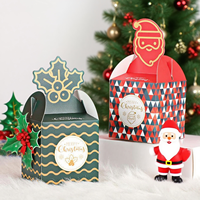 Boîte cadeau de Noël pliable et portable en papier recyclé avec fenêtre et poignée, idéale pour bonbons, biscuits, chocolats et cadeaux de fête