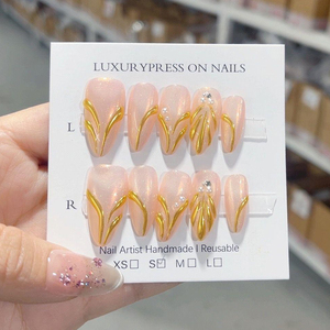 <span class=keywords><strong>Faux</strong></span> <span class=keywords><strong>ongles</strong></span> ABS Materia à presser Design d'amande à la main 10 pièces modèle à la mode sculpture <span class=keywords><strong>de</strong></span> fleurs personnalisée - Product Image 4