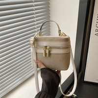 Sac à main seau élégant et durable pour femme, fermeture éclair, en cuir PU, doublure polyester, petite taille pour usage quotidien