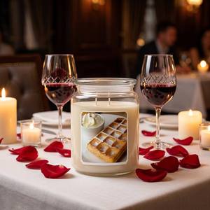 Candela Profumata in Grande Barattolo di Vetro Candle Brothers |   Waffle Freschi al Forno con Crema al Profumo di <span class=keywords><strong>Vaniglia</strong></span> |   Candela Invernale a 2 Stoppini a Lunga Durata - Product Image 2