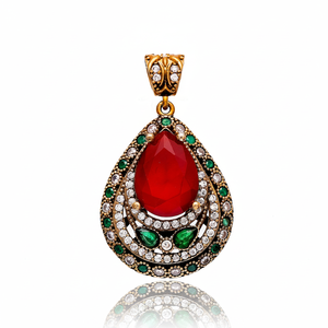 Oxidized Waterdrop Shape Garnet Stone in Authentic <b>Silver</b> Pendant Turkish Wholesale 925 <b>Silver</b> Jewelry - Product Image 2