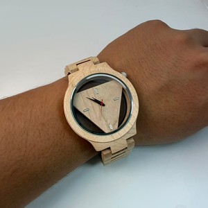 Orologio con Movimento Seiko, Cinturino <span class=keywords><strong>in</strong></span> Legno di Zebrano, Quadrante Rotondo 42mm <span class=keywords><strong>in</strong></span> Vetro, Lancette <span class=keywords><strong>in</strong></span> Legno, Orologio al Quarzo Impermeabile di Moda - Product Image 5