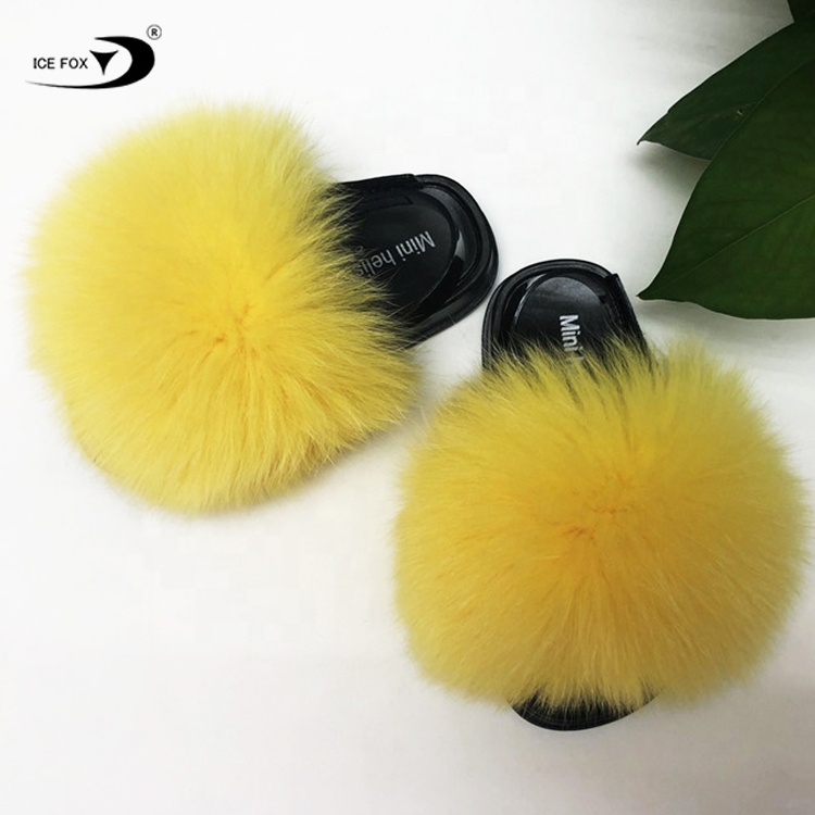Детские меховые тапочки хорошего качества с ПВХ Подошвой и ремешками, дешевые меховые тапочки для маленьких девочек