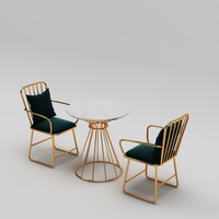 Ensemble table et chaises de restaurant en fer, design nordique, moderne, multifonctionnel, minimaliste, pour usage intérieur, idéal pour les salons de thé et les pâtisseries.
