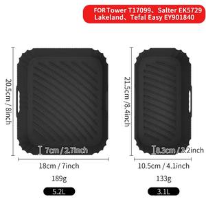 Paquete de 2 uds. Revestimiento de silicona para freidora de aire para <span class=keywords><strong>Tefal</strong></span> Easy EY9101840 Tower T17099 3.1L 5.2L capacidad platos y sartenes para hornear - Product Image 3