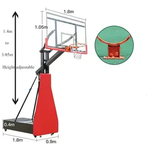 Stand basket dalam ruangan luar ruangan portabel, dudukan ring basket 3.05m logam dapat disesuaikan profesional