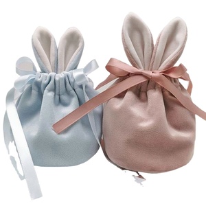 Velvet Drawstring Pouch Bunny Ear Gift Bag for Jewelry Candy Chocolate Packaging Soft Plush <b>Easter</b> Rabbit Ear Treat Bag - Product Image 1