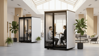 Cabine de bureau modulaire portable Comine, insonorisée, acoustique, avec verre trempé de 6 mm, pour un lieu de travail moderne, une école, un entrepôt, un hôtel