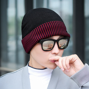 Winter Men's Knitted Ski Cap Warm Wool Fleece Lined Windproof Keep Warm Outdoor Sports Cycling Hat Black Burgundy Light Gray - Product Image 4