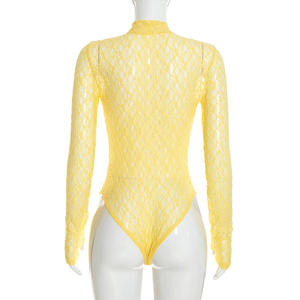 Viviblook D26ST372 Ensemble en dentelle pour femme, body à manches longues et col montant, mini-jupe moulante sexy, ensemble deux pièces - Product Image 5