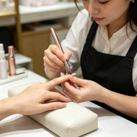 Pinceau de luxe pour nail art en poils de Kolinsky avec manche métallique, design pétales/frisé, pour ongles en acrylique professionnels et DIY