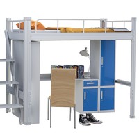Lits superposés bon marché avec table d'étude bureau adulte dortoir en métal Lits superposés