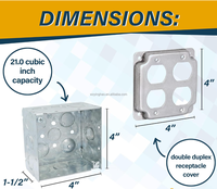 Kotak listrik logam las, 2 Tamper tahan 20 stopkontak dupleks Amp, wadah dupleks 4x4 "penutup