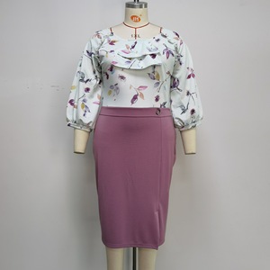 Robes de bureau pour femmes grandes tailles, nouvelle arrivée, col rond, manches trois quarts, imprimé floral, pour femmes africaines de grande taille - Product Image 3