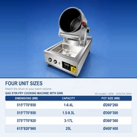 Robot Masak Gas dengan Wastafel 1.5-9.3L Mesin Penggoreng Otomatis 3 Tingkat Panas Pengatur Waktu Cerdas Kompor Wok Gas Komersial