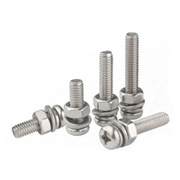 Vis à tête cylindrique cruciforme en acier inoxydable 304 avec rondelle plate et écrou, ensemble de vis combinées à tête ronde M2/M3/M4/M5/M6