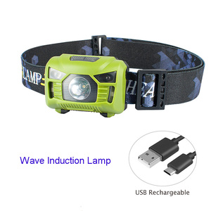 Đa chức năng đầu đèn sóng cảm biến USB sạc LED ánh sáng không thấm nước ánh sáng cao cho cắm trại cảnh báo màu đỏ ánh sáng - Product Image 2