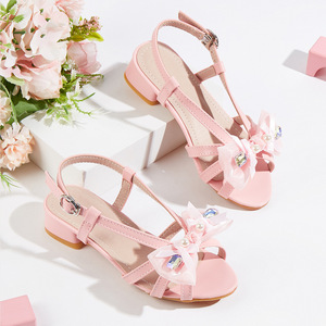 Girls Bowknot Princess High Heeled Sandals 2026 Spring New Soft PU Leather Dress <strong>Shoes</strong> for <strong>Little</strong> Kids Party Wedding Daily Wear - Product Image 2