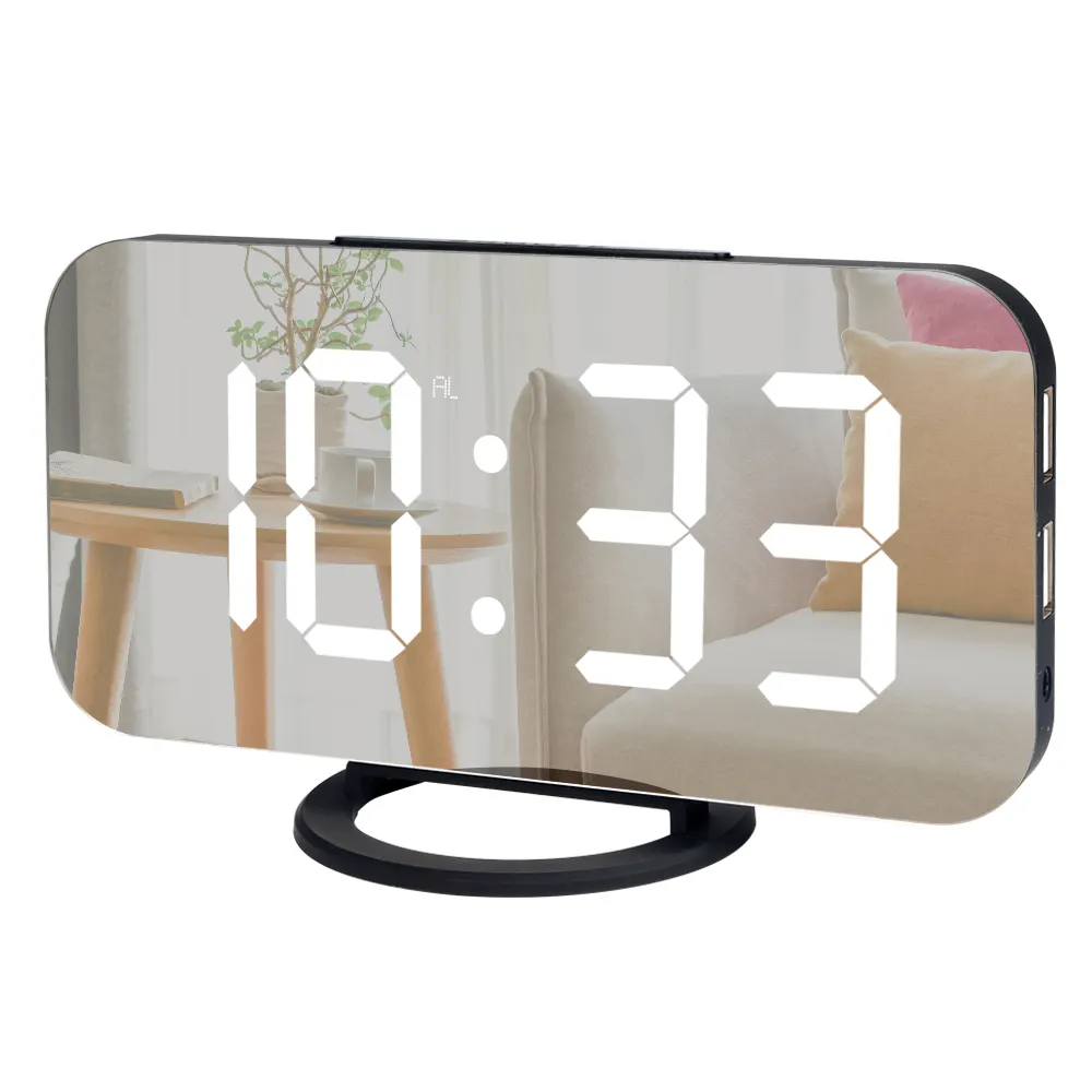 Orologio da tavolo con sveglia digitale da tavolo a LED moderno con superficie a specchio B22-0034