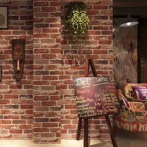 2022 देहाती 3D ईंटों वॉलपेपर पीवीसी दीवार के कागज पत्थर रेस्तरां कपड़ा दुकान घर सजावट चीनी शैली Vinyl दीवार कागज