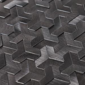 Dosseret auto-adhésif en aluminium brossé, texture 3D haute-basse, carreaux de mosaïque à coller et à décoller pour la cuisine - Product Image 5