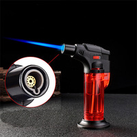 Briquet torche au butane rechargeable classique en plastique multicolore en gros, flamme réglable, mini briquet en plastique pour cigares et cigarettes