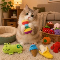 Lot de 18 jouets à mâcher pour chat en peluche, couineurs, variés en forme d'animaux, mignons, interactifs, pour chatons, pour la dentition et le jeu