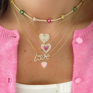 Collier ras du cou pour femmes, plaqué or, coloré, arc-en-ciel, zircon cubique, fleur, breloque fine, chaîne de Tennis, <span class=keywords><strong>32</strong></span> + 10CM, à la mode - Product Image 2