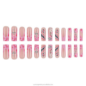 Uñas postizas con diseño de tubo de agua, estilo chica dulce y picante, con dientes de tiburón de dibujos animados, ojos, destellos explosivos y diamantes de imitación cruzados brillantes - Product Image 4