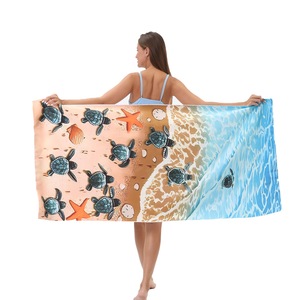 Logo personnalisé recyclé grande serviette de piscine en microfibre daim surdimensionné imprimé séchage rapide sans sable rose rayé serviette de <span class=keywords><strong>plage</strong></span> - Product Image 1