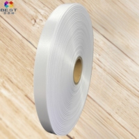 Ruban en satin de polyester de couleur champagne à bord tissé, rouleau de 1 pouce pour étiquette d'entretien des vêtements