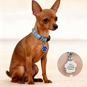 Plaque d'identification pour animaux de compagnie en métal plaqué, personnalisable, écologique, mignonne, avec logo gravé et code QR pour chats et chiens Umico - Product Image 1