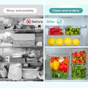 Bac à légumes de cuisine transparent de haute qualité empilable pour animaux de compagnie Rangement pour réfrigérateur Organisateur de réfrigérateur - Product Image 4