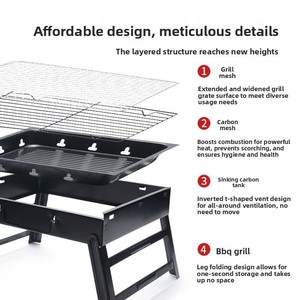 Parrilla de carbón plegable sin humo de acero laminado en frío para exteriores con herramientas completas y brochetas, modelo Little Black Steel - Product Image 4