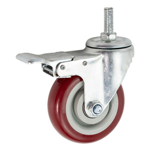 Mittelschwere verzinkte Polyurethan-Lenk rolle Doppellager-Lenk rolle mit Gewindes pindel - Product Image 1